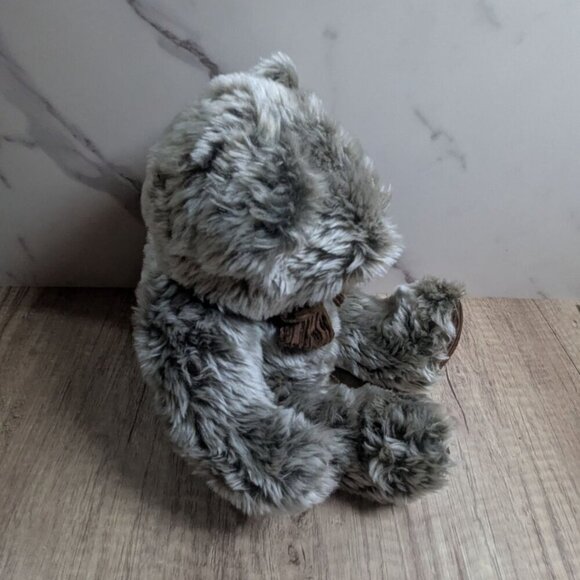 Vintage Walmart frosted Teddy Bear plush With Corduroy Bow sitting 9" gray - Picture 3 of 7